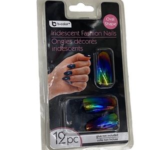 b.color Iridescent fashion nails oval shape 12 pc